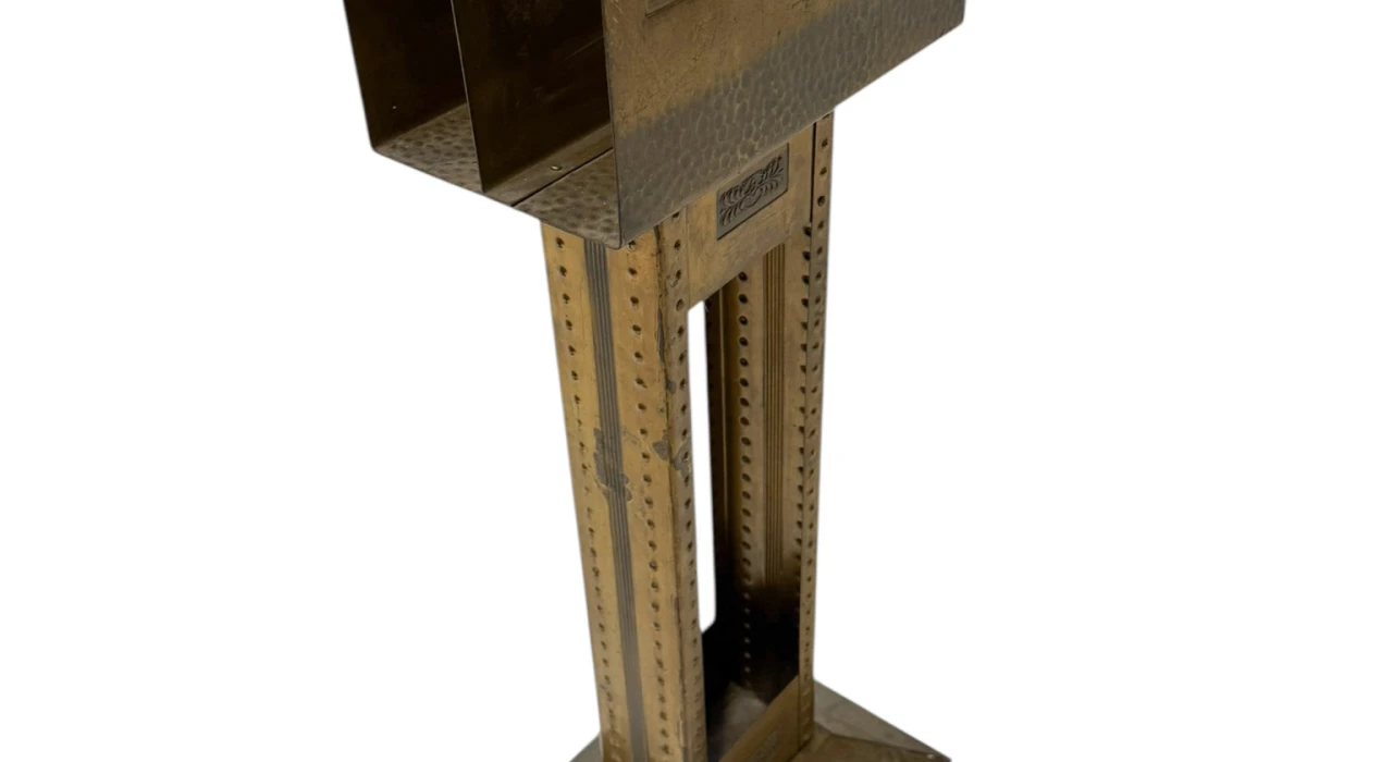 Vienna Secession Patinated Brass Magazine Rack, 1900s